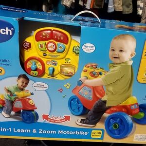 2-in-1 Learn & Zoom Motorbike - Red and Blue